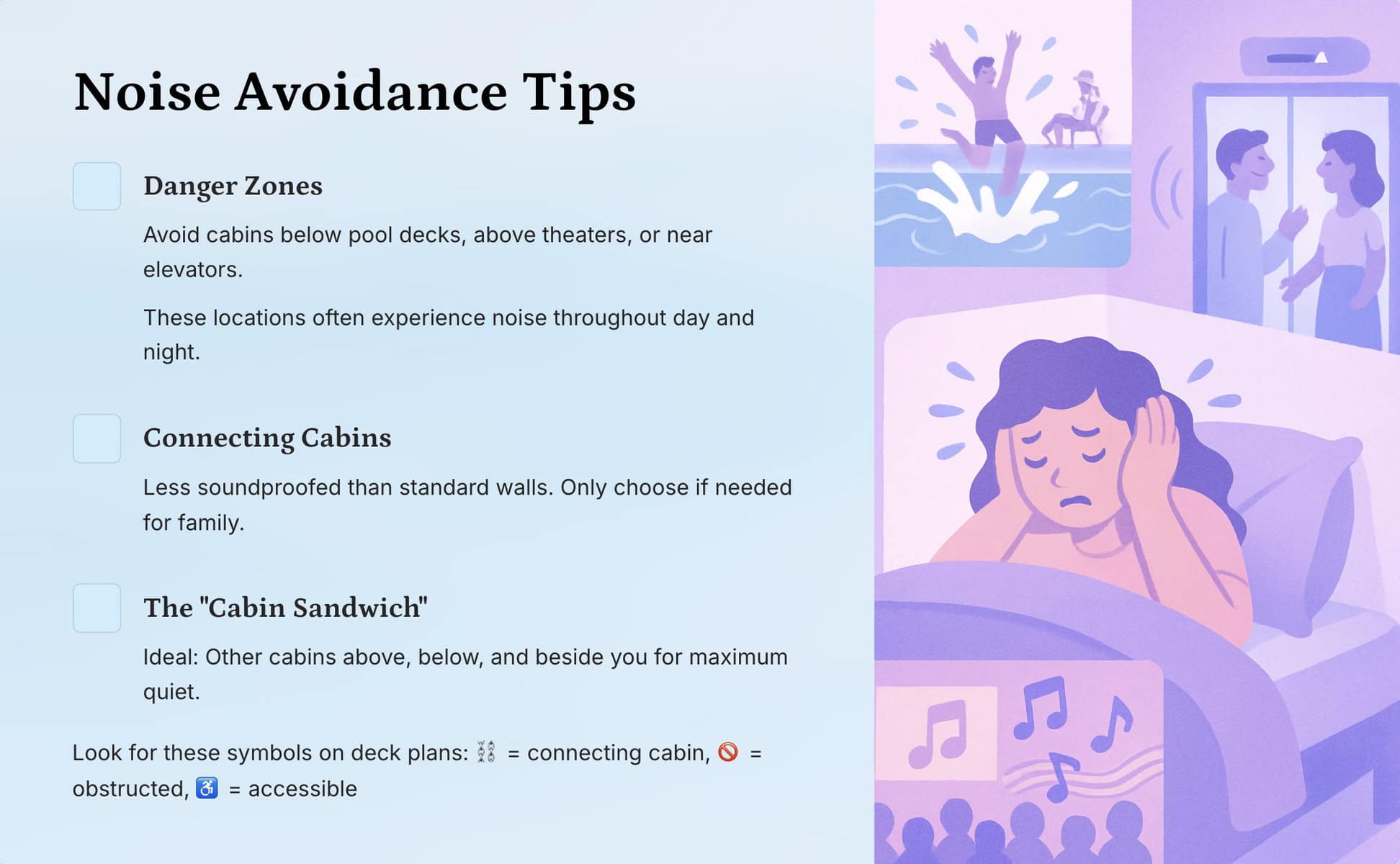 Advanced noise avoidance tips for selecting a cruise cabin